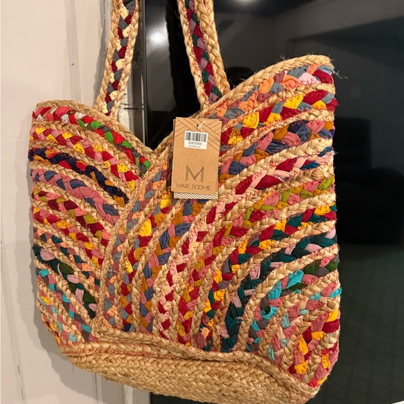 Handbags - Multicolor Woven Tote Bag